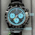 Perfect Replica Rolex Daytona Blue Grey Dial Swiss 4130 Movement Black Bezel Watch